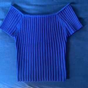 Blue Sweater Style Crop Top